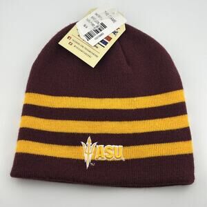 Arizona State Sun Devils Beanie NWT Wine Red Gold Stripes ASU Knit Hat